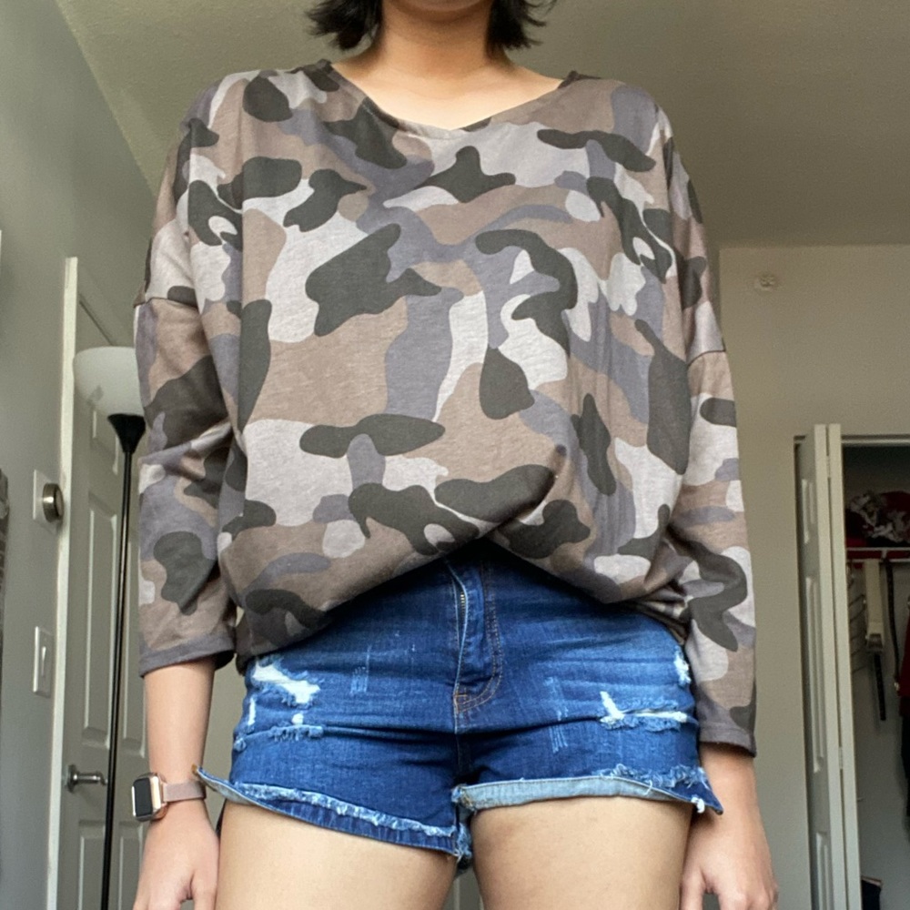 Camouflage print top